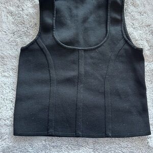 Black Structured Sleeveless Crop Top